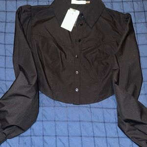 Western cropped button up dress shirt